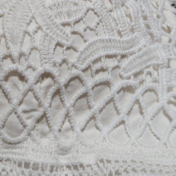 White Crochet Lace Tiered Dress With Open Back & Adjustable Straps - Picture 3 of 13